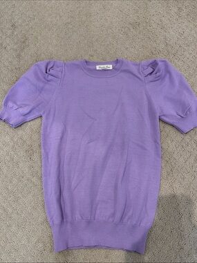 Vine & Love Lavender Puff-Sleeve  Knit Top